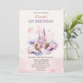 Waterverf Castle Clouds Sprookje Verjaardag Kaart (Staand voorkant)