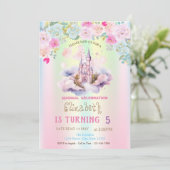 Waterverf Castle FIowers Iriserend Verjaardag Kaart (Staand voorkant)