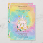 Waterverf Castle Flowers Tie Dye Birthday Kaart (Voorkant / Achterkant)