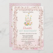 Waterverf Castle Glitter Lijst Birthday Kaart (Voorkant / Achterkant)