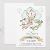 Waterverf Castle Princess Dragon Girl's Birthday Kaart (Voorkant / Achterkant)