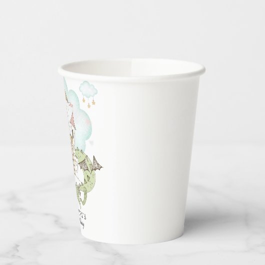 Waterverf Castle Princess Dragon Girl's Birthday Papieren Bekers (Links)