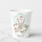 Waterverf Castle Princess Dragon Girl's Birthday Papieren Bekers (Voorkant)