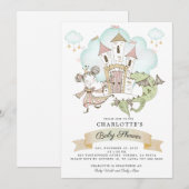 Waterverf Castle Princess Dragon Uitnodiging (Voorkant / Achterkant)