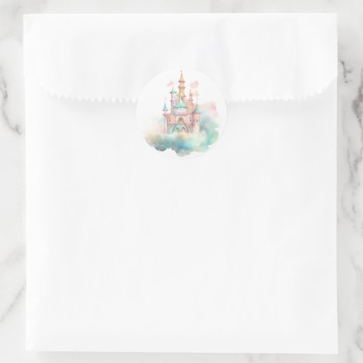Waterverf Castle Ronde Sticker (Tas)