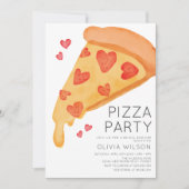 Waterverf Casual Pizza Vrijgezellenfeest Kaart (Voorkant)