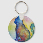 Waterverf Cat Art sleutelhanger (Voorkant)