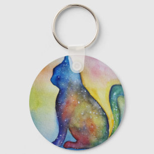 Waterverf Cat Art sleutelhanger