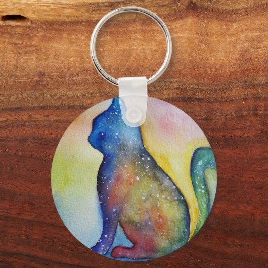 Waterverf Cat Art sleutelhanger (Voorkant)