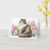 Waterverf Cat Binnenkort beter worden Kaart (Gele Bloem)