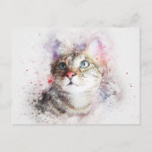 Waterverf Cat Briefkaart (Voorkant)