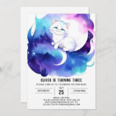 Waterverf Cat Chic Verjaardag Kaart (Voorkant / Achterkant)