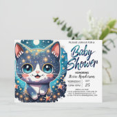 Waterverf Cat Custom Boy Baby shower Kaart (Staand voorkant)