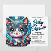 Waterverf Cat Custom Boy Baby shower Kaart (Voorkant / Achterkant)