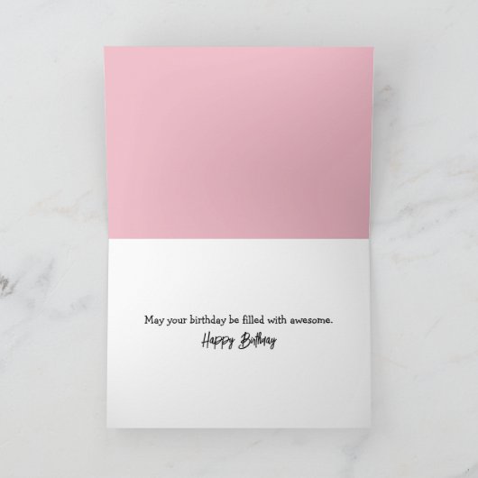 Waterverf Cat en Pink Bike Verjaardag Kaart (Binnen)