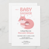 Waterverf Cat Gesponnen-effect Baby shower uitnodi Kaart (Voorkant / Achterkant)