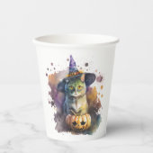Waterverf Cat Halloween Papieren Bekers (Voorkant)