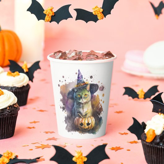 Waterverf Cat Halloween Papieren Bekers