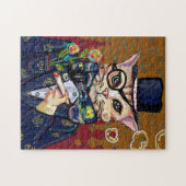 Waterverf Cat Jigzaag Puzzle Legpuzzel (Horizontaal)