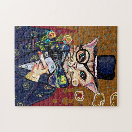 Waterverf Cat Jigzaag Puzzle Legpuzzel (Horizontaal)