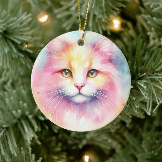 Waterverf Cat Keramisch Ornament (Boom)