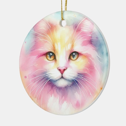Waterverf Cat Keramisch Ornament (Links)