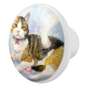 Waterverf Cat Keramische Knop (Rechts)