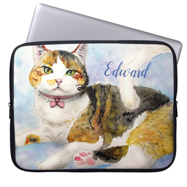 Waterverf Cat Laptop Sleeve (Voorkant)