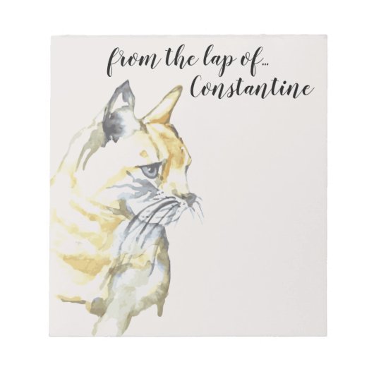 Waterverf Cat Oranje Witte tablet uit de schoot va Notitieblok (Voorkant)