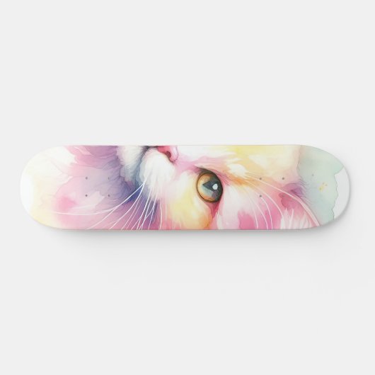 Waterverf Cat Persoonlijk Skateboard (Horizontaal)