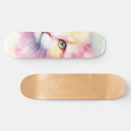 Waterverf Cat Persoonlijk Skateboard (Horizontaal)
