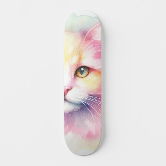 Waterverf Cat Persoonlijk Skateboard (Voorkant)