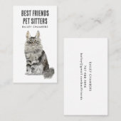 Waterverf Cat Pet Sitter Visitekaartje (Voorkant / Achterkant)