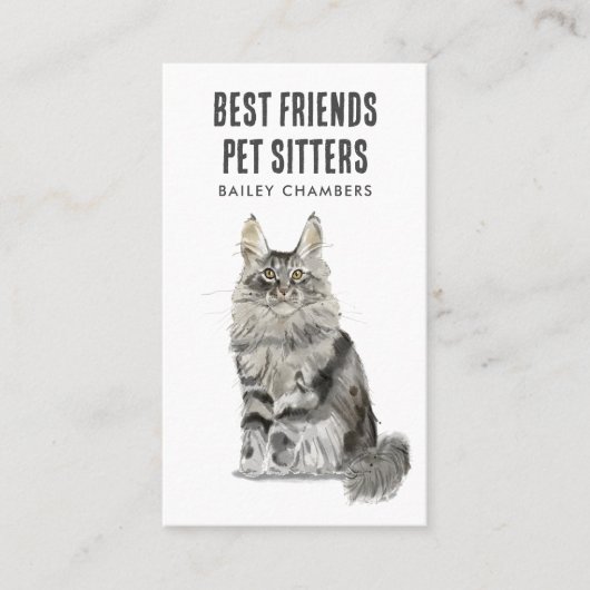 Waterverf Cat Pet Sitter Visitekaartje (Voorkant)