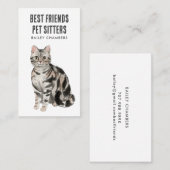 Waterverf Cat Pet Sitter Visitekaartje (Voorkant / Achterkant)