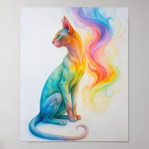 Waterverf Cat Poster