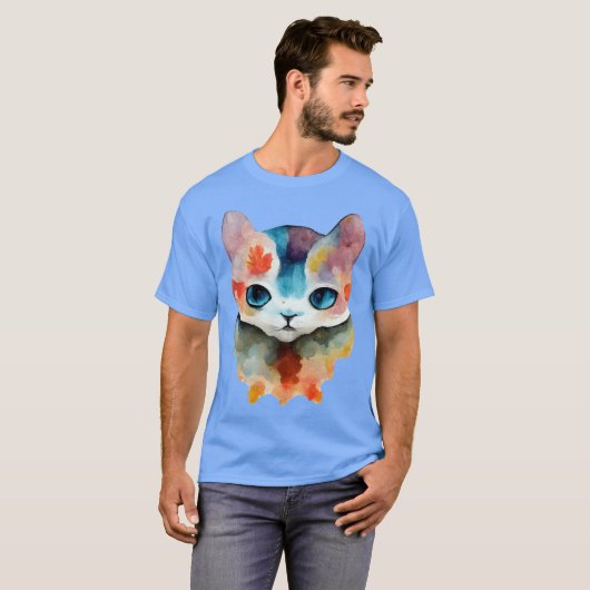 Waterverf cat retro t-shirt (Voorkant volledig)