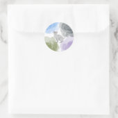 Waterverf Cat Ronde Sticker (Tas)
