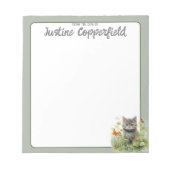 Waterverf Cat Sage Personaliseer vanaf het bureau Notitieblok (Voorkant)