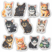 Waterverf Cat Scrapbook Stationery Sticker (Voorkant)