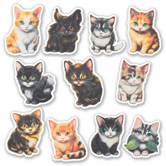 Waterverf Cat Scrapbook Stationery Sticker (Voorkant)