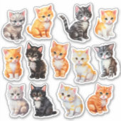 Waterverf Cat Scrapbook Stationery Sticker (Voorkant)