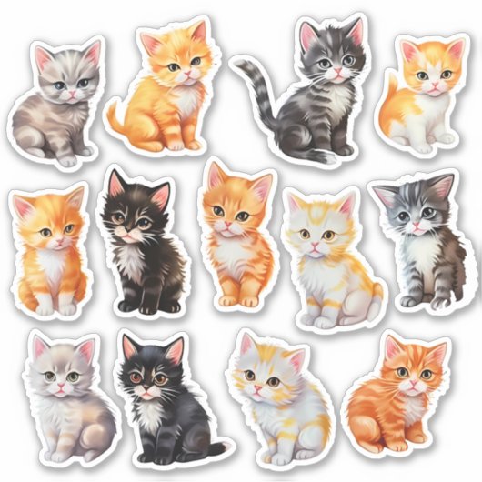 Waterverf Cat Scrapbook Stationery Sticker (Voorkant)