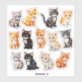 Waterverf Cat Scrapbook Stationery Sticker