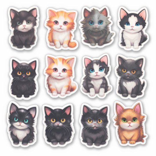 Waterverf Cat Scrapbook Stationery Sticker (Voorkant)