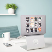 Waterverf Cat Scrapbook Stationery Sticker (Laptop op bureau)