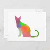 Waterverf Cat Silhouette Briefkaart (Voorkant / Achterkant)