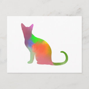 Waterverf Cat Silhouette Briefkaart