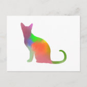 Waterverf Cat Silhouette Briefkaart (Voorkant)