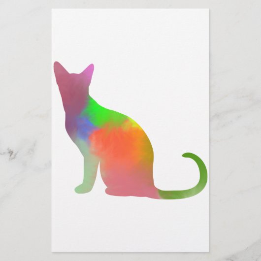 Waterverf Cat Silhouette Briefpapier (Voorkant)